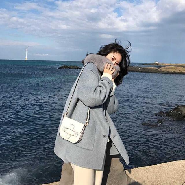 レディース 上着 美シルエット チェスターコート ミドル丈 厚手 韓国