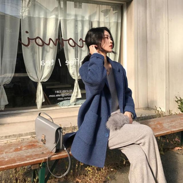 レディース 上着 美シルエット チェスターコート ミドル丈 厚手 韓国