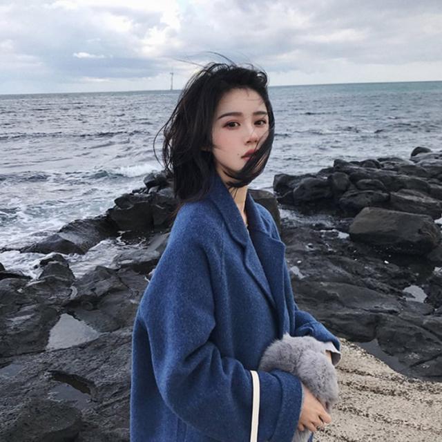 レディース 上着 美シルエット チェスターコート ミドル丈 厚手 韓国