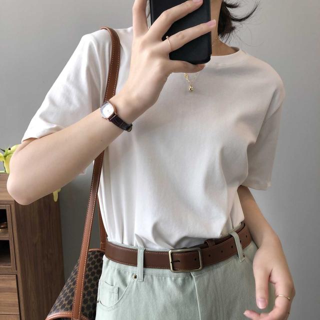 Tシャツ ティーシャツ カットソー レディース トップス 人気 おすすめ おしゃれ お洒落 激安 安い 送料無料 プチプラ 半袖 ドロップショルダー ラウンドネック 丸首 無地 韓国 新作 可愛いの通販は