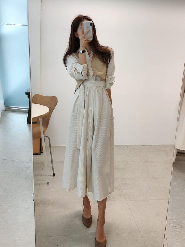 ワンピース 上着 人気 おすすめ おしゃれ お洒落 激安 安い 送料無料 プチプラ ブラウス シャツ 長袖 ロング ロングスカート ウエスト ベルト オープンカラー 開襟 柄 ストライプ リボン