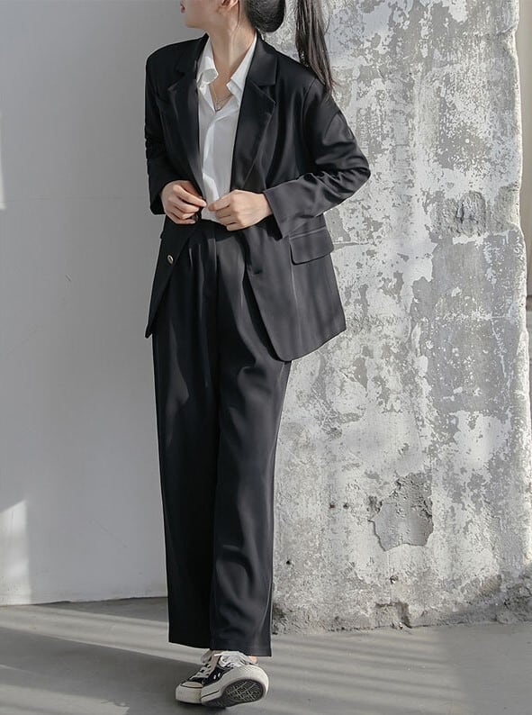 セットアップ 2点 レディース テーラードジャケット ベルベット スーツ パンツ インスタ映え 高見え 可愛い かわいい 韓国 かっこいい カジュアル 大人 上品 きれいめ シンプル クラシックの通販は