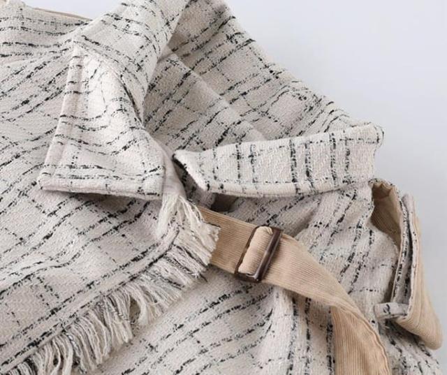 トレンチコート レディース アウター チェック ベルト チェック