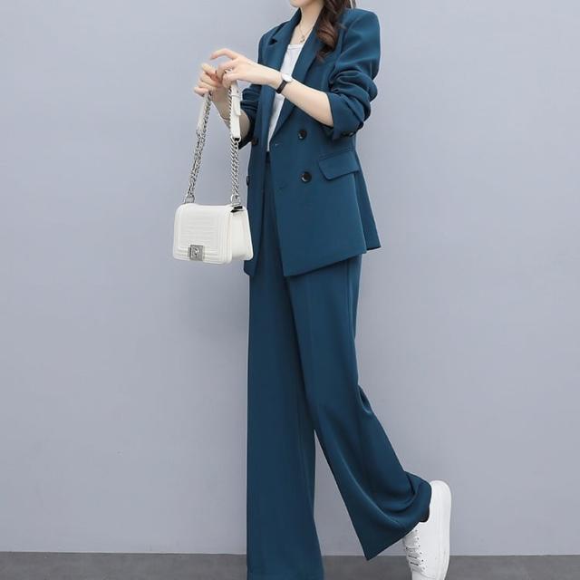 セットアップ スーツ パンツ ボトムス ジャケット ダブルブレスト 長袖 ロング 無地 センタープレス スラックス アンクル丈 ハイウエスト ストレート 襟付き Vネック レトロ_4