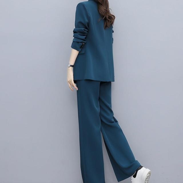 セットアップ スーツ パンツ ボトムス ジャケット ダブルブレスト 長袖 ロング 無地 センタープレス スラックス アンクル丈 ハイウエスト ストレート 襟付き Vネック レトロ_5