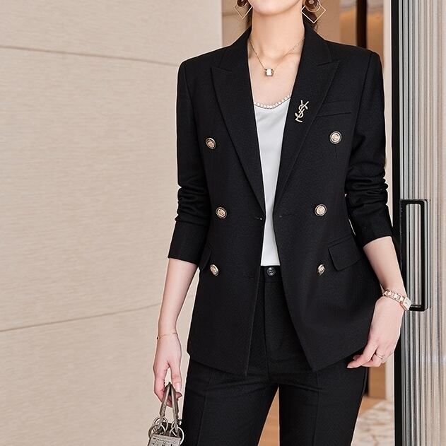 セットアップ スーツ パンツ ボトムス ジャケット ダブルブレスト 長袖 ロング 無地 センタープレス スラックス アンクル丈 ハイウエスト ストレート 襟付き Vネック レトロ_13