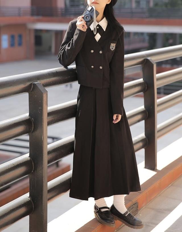 セットアップ ジャケット 上着 3点セット スーツ クロップ丈 ブレザー ジャケット レトロ フレアスカート プリーツ ワンピース ショート丈 膝上 袖あり 長袖 上下セット スリーピース セットアップ ジャケット 上着 3点セット スーツ クロップ丈 ブレザー