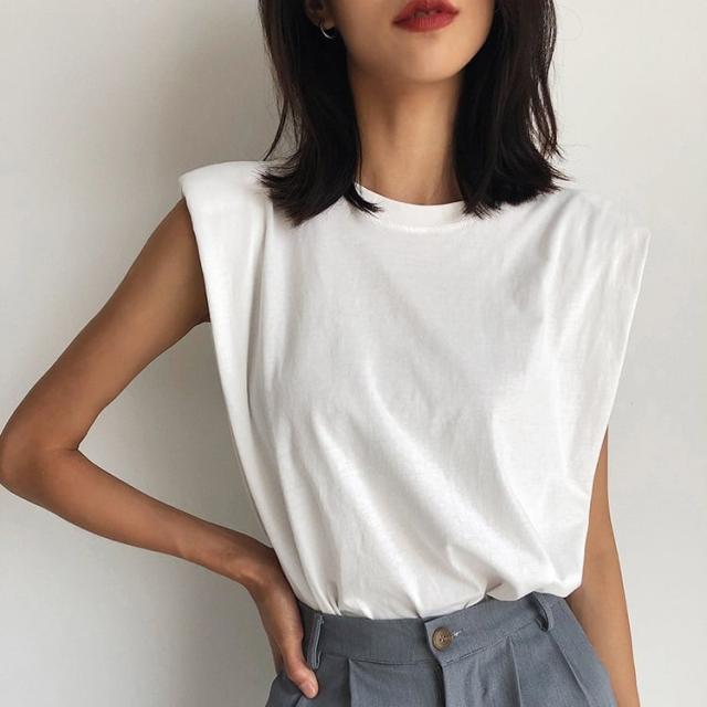 トップス Tシャツ カットソー 白トップス 袖なし ノースリーブ フレンチスリーブ ラウンドネック 大人可愛い きれいめ シンプル カジュアル 大人 上品 おしゃれ お洒落 かっこいいの通販は