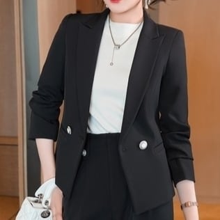 セットアップ ジャケット 上着 スーツ ロング丈 袖あり 長袖 スラックス ロールアップ プレス スリム アンクルパンツ タイトビジューボタン 上下セット 2点セット ツーピース かわいい_12