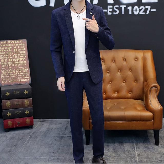 トップス ボトムス アウター ズボン 上着 スーツ 袖あり 長袖 襟付き スリム タイト 細身 ストレート Iライン ポケット 前開き 2ピーススーツ 薄手 上下セット 2点セット ツーピース_1