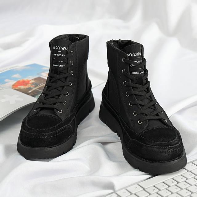 スニーカー 厚底 スニーカー 編み上げ ブーツ レースアップブーツ ワークブーツ ミリタリーブーツ バイクブーツ ライディングシューズ ハイカット 厚底 身長盛れる シークレットシューズ