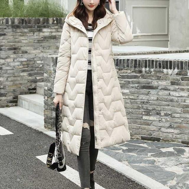 中綿コート レディース アウター ダウンコート キルティング 韓国風 幾何学模様 中綿ダウンコート ロング丈 軽い 軽量 フード付き 冬服 厚手 アウター  暖かい 大きいサイズ スリム 防寒