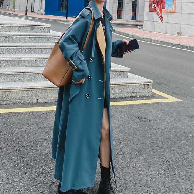 コート アウター ロング トレンチ ドロップショルダー ロング 切り替え