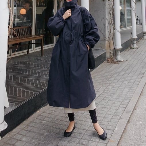 モッズコート アウター ロング ハイネック ミリタリー メンズライクドローストリング モード ミディアム丈 袖あり 長袖 ポケット付き アウター 羽織り 大人可愛い きれいめ シンプル