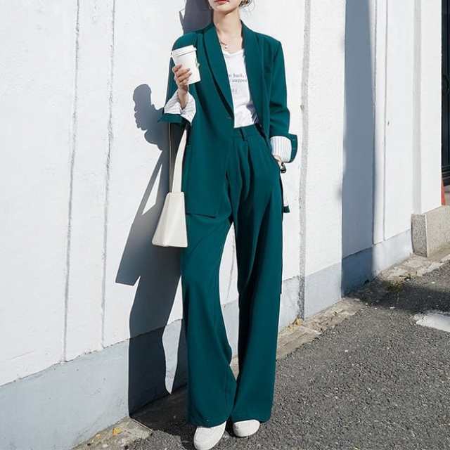 セットアップ ジャケット パンツ スーツ アシンメトリー 韓国 セットアップ スーツ パンツ ボトムス ジャケット