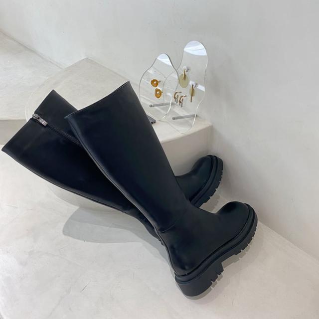 レディース ロング ブーツ ジョッキーブーツ 厚底 5.5cmヒール タンク