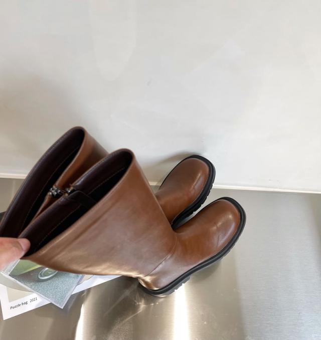 レディース ロング ブーツ ジョッキーブーツ 厚底 5.5cmヒール タンク