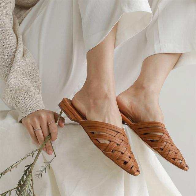 シューズ 靴 サンダル ローヒール メッシュ編み 1.5cm ミュール フラット ぺたんこ 楽ちん 歩きやすい かわいい 大人可愛い きれいめ シンプル カジュアル 大人 おしゃれ お洒落 かっこいい