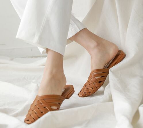 シューズ 靴 サンダル ローヒール メッシュ編み 1.5cm ミュール フラット ぺたんこ 楽ちん 歩きやすい かわいい 大人可愛い きれいめ シンプル カジュアル 大人 おしゃれ お洒落 かっこいい