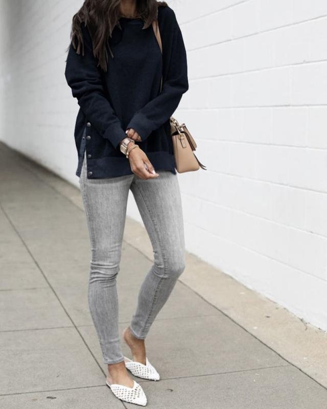 トップス トレーナー スウェット 袖あり 長袖 ラウンドネック スリット サイドスリット かわいい 大人可愛い シンプル カジュアル 大人 おしゃれ お洒落 かっこいい レトロ 大人可愛いの通販は トップス トレーナー スウェット 袖あり 長袖 ラウンドネック スリット サイドスリット かわいい 大人可愛い シンプル カジュアル 大人 おしゃれ お洒落 かっこいい レトロ 大人可愛いの通販は