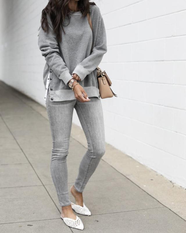 トップス トレーナー スウェット 袖あり 長袖 ラウンドネック スリット サイドスリット かわいい 大人可愛い シンプル カジュアル 大人 おしゃれ お洒落 かっこいい レトロ 大人可愛いの通販は トップス トレーナー スウェット 袖あり 長袖 ラウンドネック スリット サイドスリット かわいい 大人可愛い シンプル カジュアル 大人 おしゃれ お洒落 かっこいい レトロ 大人可愛いの通販は