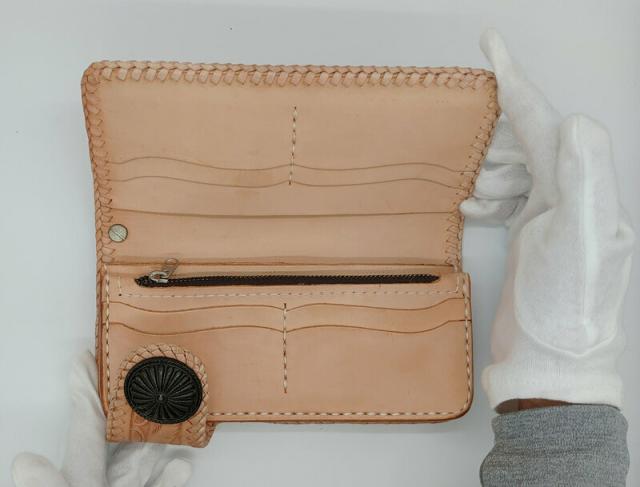 カービング財布　カービングウォレット　ターコイズ　ウォレットチェーン　セット　バイカーズ　長財布　レザー　牛革　手作り　手彫り