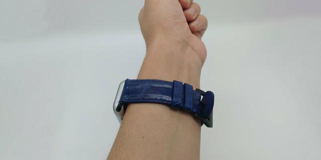 クロコダイル　アップルウォッチバンド　クロコ　ワニ革　時計ベルト　紺　ネイビー_2