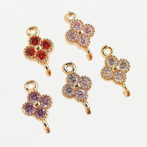 18Kgp 真鍮製 キュービックジルコニア コネクター (ゴールド) 