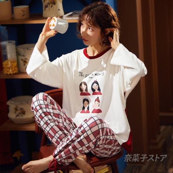 ルームウエア レディース 2点セット 可愛い パジャマ 長袖 セットアップ 体型カバー部屋着 普段着 リラックスの通販はau Pay マーケット 奈菜子store