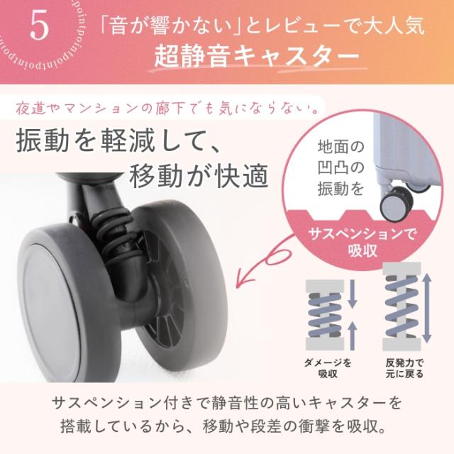 スーツケース カップホルダー フック付き Sサイズ(1泊〜3泊) 機内持ち込み可 軽量2.9kg 容量32L 超静音ストッパー TSAロックあり 3段階キャリーバー 日本企業 キャリーケース キャリーバッグ 旅行 ビジネス 出張_6