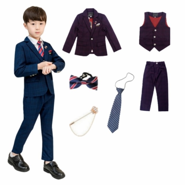 6点セット 子供 スーツ キッズ こども 男の子 子供服 フォーマル 上下セット 七五三 入学式 卒業式 結婚式  おしゃれ タキシード キッズ 入学式 卒園式 フォーマルスーツ 子供服フォーマルスーツ キッズスーツ 七五三 ベビースーツ 卒園式 小学生 保育園の通販は