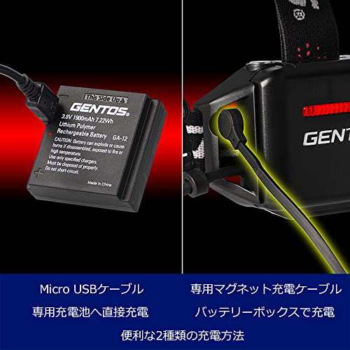 GENTOS(ジェントス) LED ヘッドライト USB充電式 【明るさ450ルーメン/実用点灯6時間/後部認識灯】  専用充電池または単4形電池4本(別売り｜au PAY マーケット