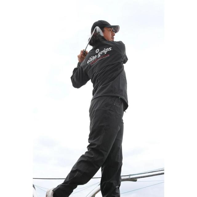 エリート グリップ レインウエア R-EG22 elite grips スマートシルエットレインウエア フード無し 競技用レインウエア　ブラック/グレーの通販は