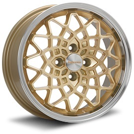 MLJ ハイぺリオン カルマ 15インチ 5.0J +45 4-100 ゴールド/リムポリッシュ HYPERION CALMA １台分/4本セット