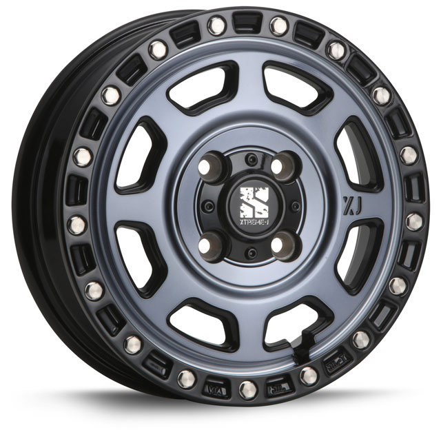 MLJ エクストリームJ XJ07 13インチ 4.00B +43 4-100 グロスブラックマシンインディゴ4本で送料無料 XTREME-J XJ07 1本