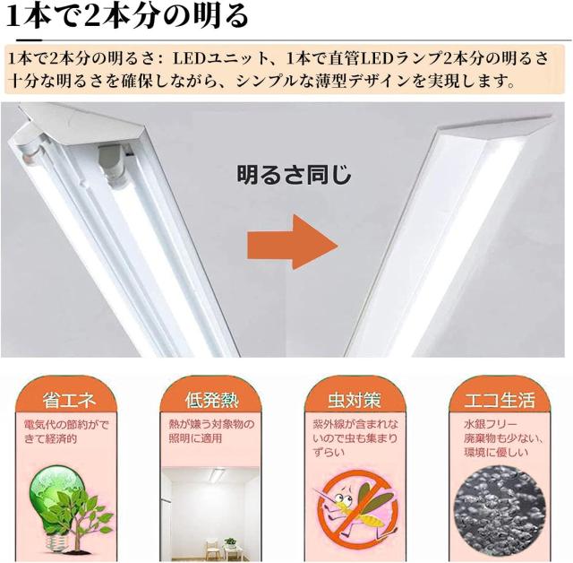 逆富士型 LEDベースライト 20W 器具一体形消費電力16Ｗ 高輝度2650lm 2灯に相当 PSE認証 10本_2