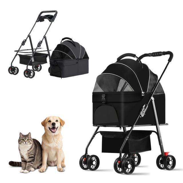 ペットカート 4輪犬用ストローラー 猫用ベビーカー 中小犬用のベビーカー 取り外し可能 ペット輸送トロリー 折りたたみ式 多頭 耐荷重15KG_10