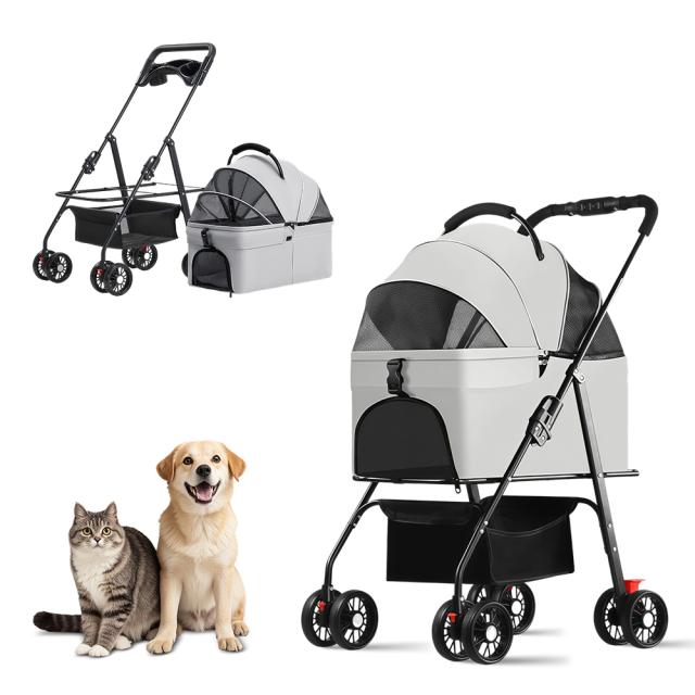 ペットカート 4輪犬用ストローラー 猫用ベビーカー 中小犬用のベビーカー 取り外し可能 ペット輸送トロリー 折りたたみ式 多頭 耐荷重15KG_7