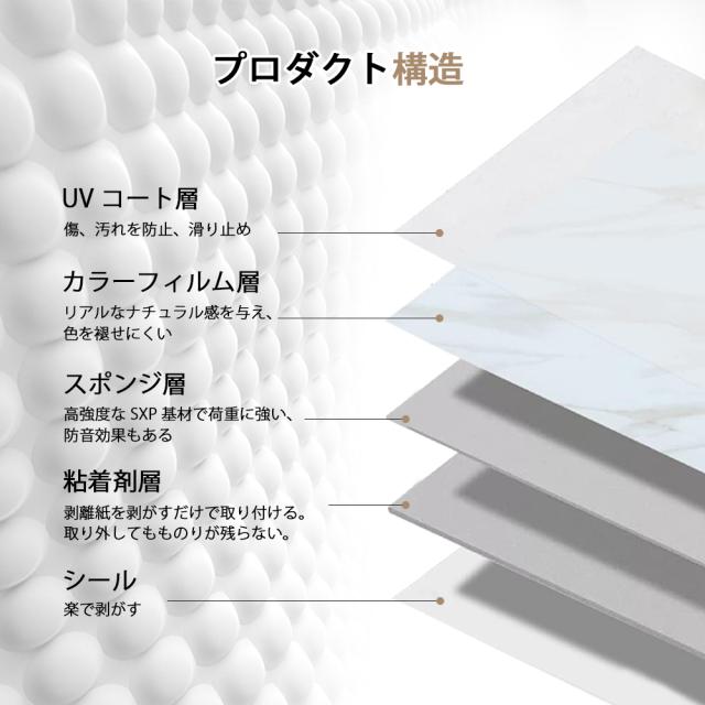 【100枚】フロアタイル 約12.8畳 置くだけ フロアマット 床シートクッションフロア フロアシート 床タイル 粘着タイプ 置くだけ おしゃれ フロアマット 接着剤不要 クッションマット リメイク フロアシート 床マット クッションフロア_5