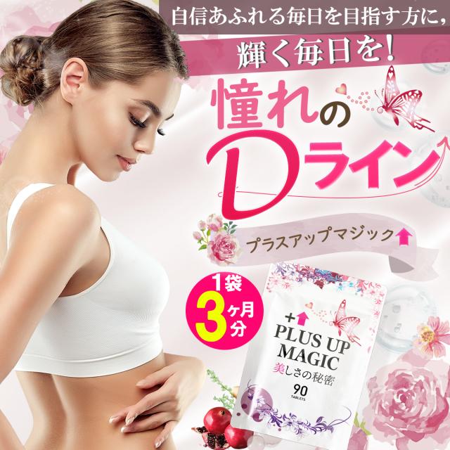 プラスアップマジック【最安！15個袋+5袋オマケ】バスト 女子力 魅力 アップ サプリメント サイズアップ エラスチン ボリューム アップ 270日分 ワイルドヤム ザクロ イソフラボン コラーゲン サプリ ブラ 日本製 バストケア バストアップ ボリュームアップ バストサイズ_1