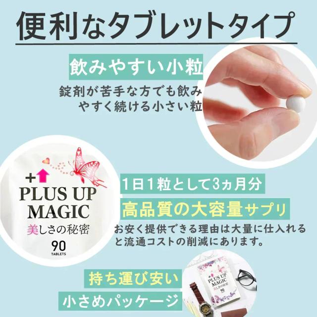 プラスアップマジック【最安！15個袋+5袋オマケ】バスト 女子力 魅力 アップ サプリメント サイズアップ エラスチン ボリューム アップ 270日分 ワイルドヤム ザクロ イソフラボン コラーゲン サプリ ブラ 日本製 バストケア バストアップ ボリュームアップ バストサイズ_7