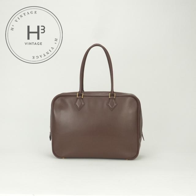 エルメス HERMES プリュム32 プリュム 32 バッグ トートバッグ ボックスカーフ ブラウン Brown 茶 ゴールド金具 ハンドバッグ