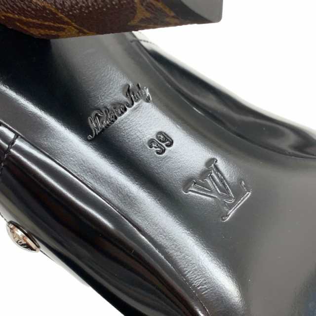 LOUIS VUITTON ヴィトン エナメルサンダル ブラック スタッズ a207049_1.jpg