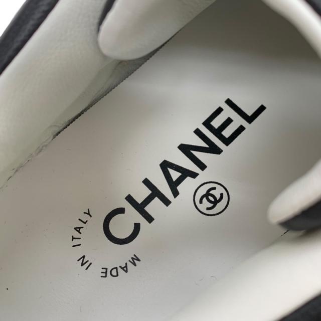 シャネル CHANEL スニーカー 靴 シューズ レザー ブラック ココマーク ロゴ_6