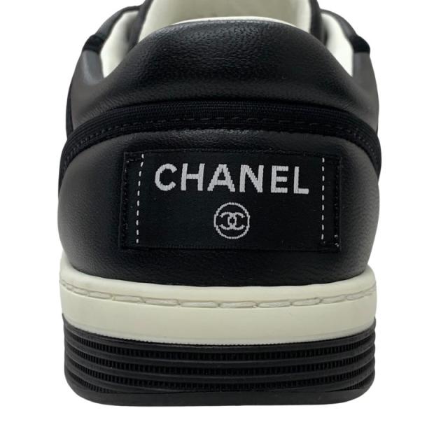 シャネル CHANEL スニーカー 靴 シューズ レザー ブラック ココマーク ロゴ_8
