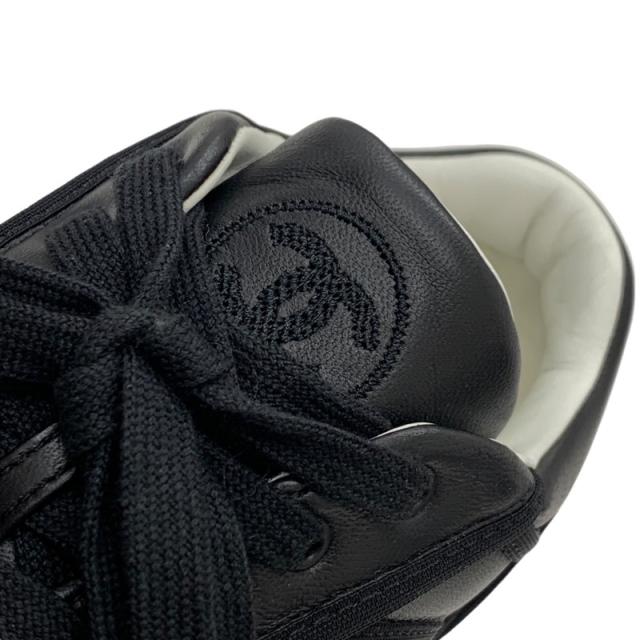 シャネル CHANEL スニーカー 靴 シューズ レザー ブラック ココマーク ロゴ_9