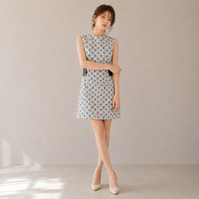 ルイヴィトン LOUIS VUITTON モノグラム ワンピース ホワイト ブルー