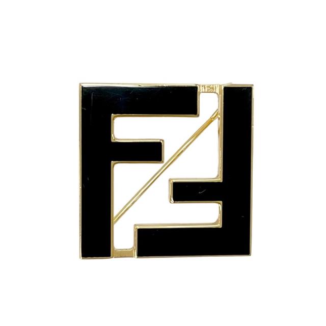 Fendi ブローチ 黒・金 フェンディ FENDI フォーエバー ブローチ FFロゴ ブラック ゴールド