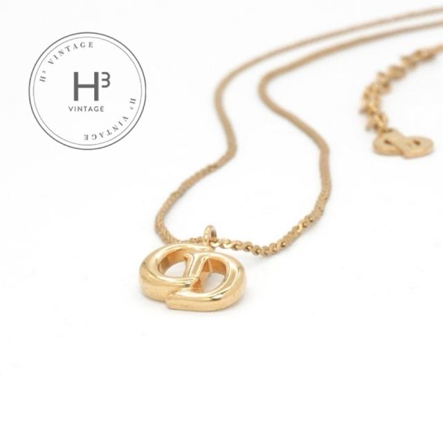 クリスチャンディオール CHRISTIAN DIOR ネックレス ペンダント チョーカー ロゴ CD ビンテージ ゴールド