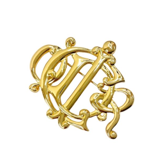 Dior ブローチ コサージュ ロゴ ライトストーン ゴールド Christian Dior - 【中古】 Christian Dior クリスチャン